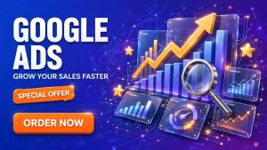 Google Ads services — advertising dashboard with growth charts